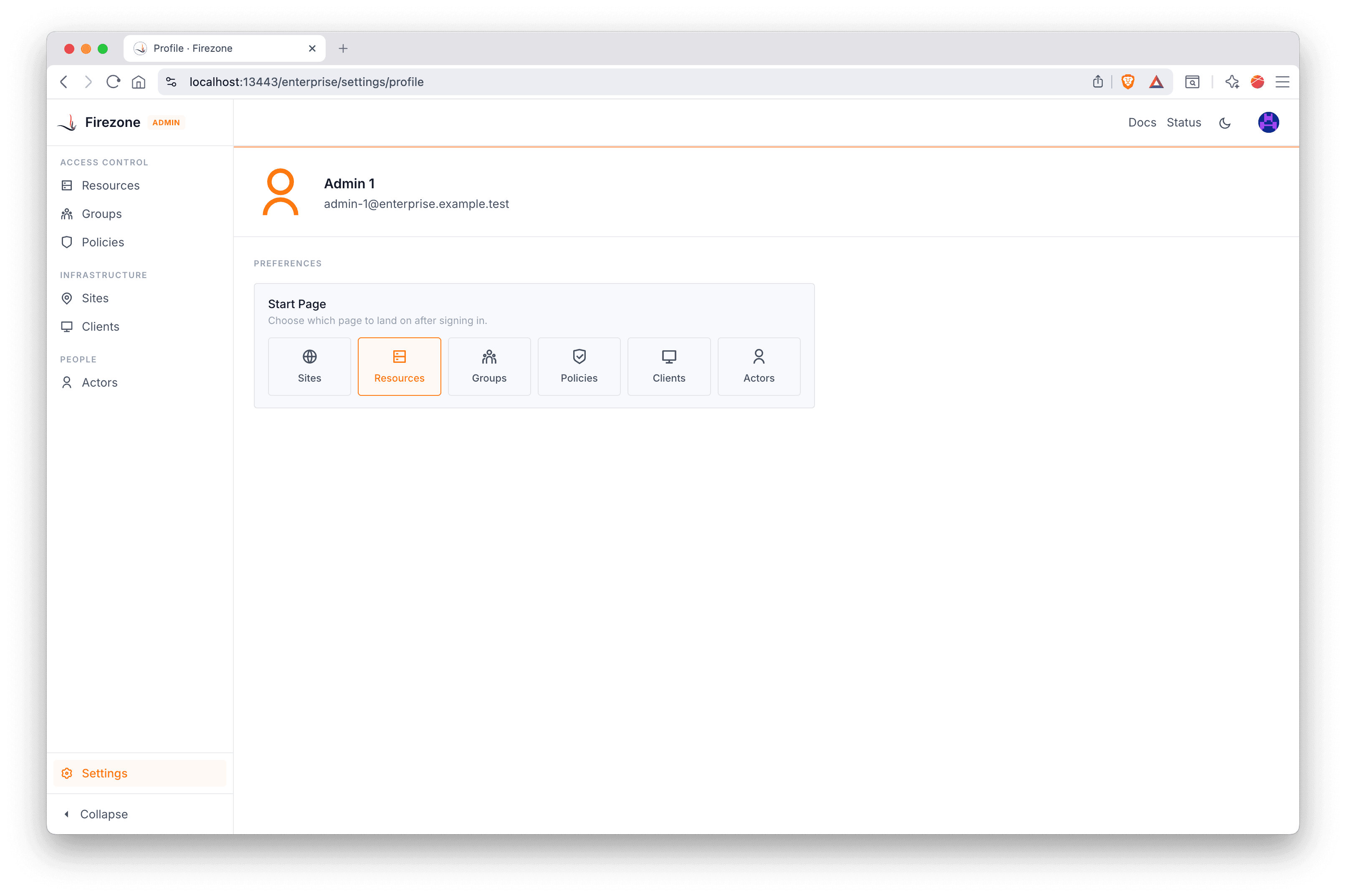 Starting Page Preference