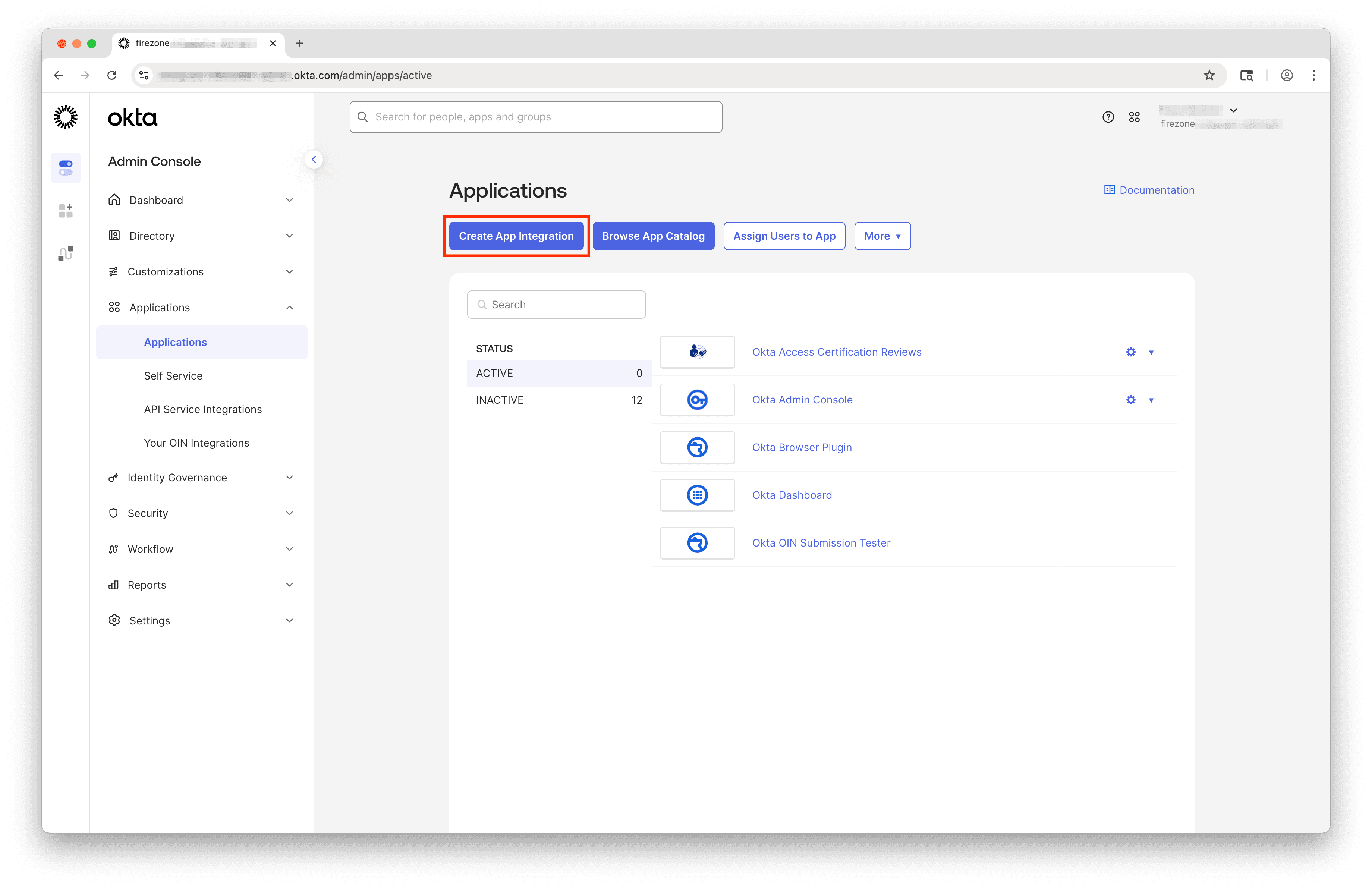 Create Okta app integration